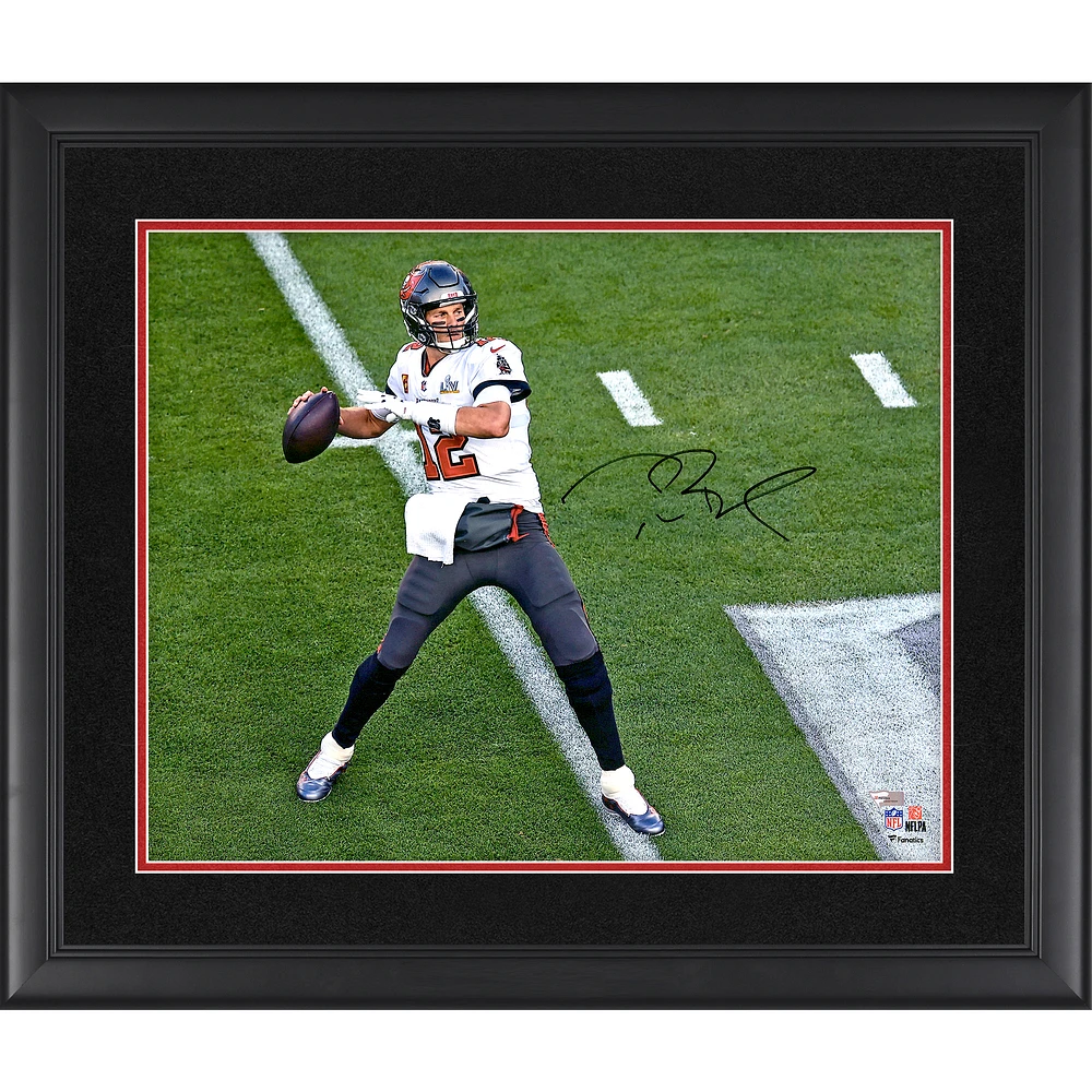 Tom Brady Tampa Bay Buccaneers Framed Autographed Super Bowl LV Champions 16" x 20" Super Bowl LV Action Photograph