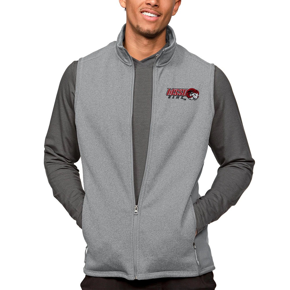 Men's Antigua Heather Gray Winston-Salem State Rams Course Full-Zip Vest