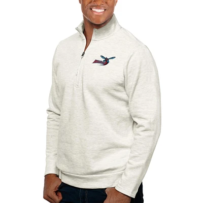 Men's Antigua Oatmeal Delaware State Hornets Gambit Quarter-Zip Pullover Top