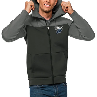 Men's Antigua Steel/Charcoal Howard Bison Protect Full-Zip Hoodie