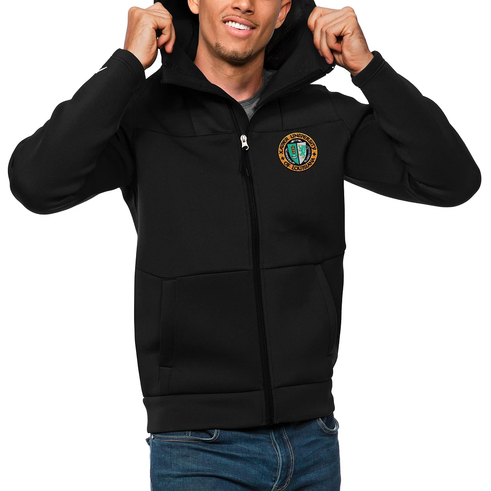 Men's Antigua Black XULA Gold Protect Full-Zip Hoodie