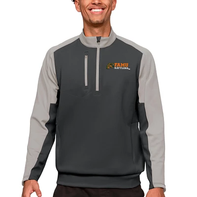 Men's Antigua Charcoal/Silver Florida A&M Rattlers Team Quarter-Zip Pullover Top