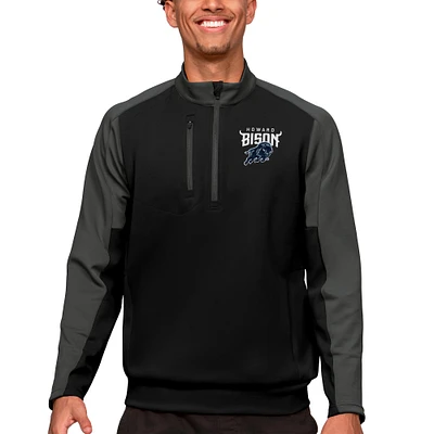 Men's Antigua Black/Charcoal Howard Bison Team Quarter-Zip Pullover Top