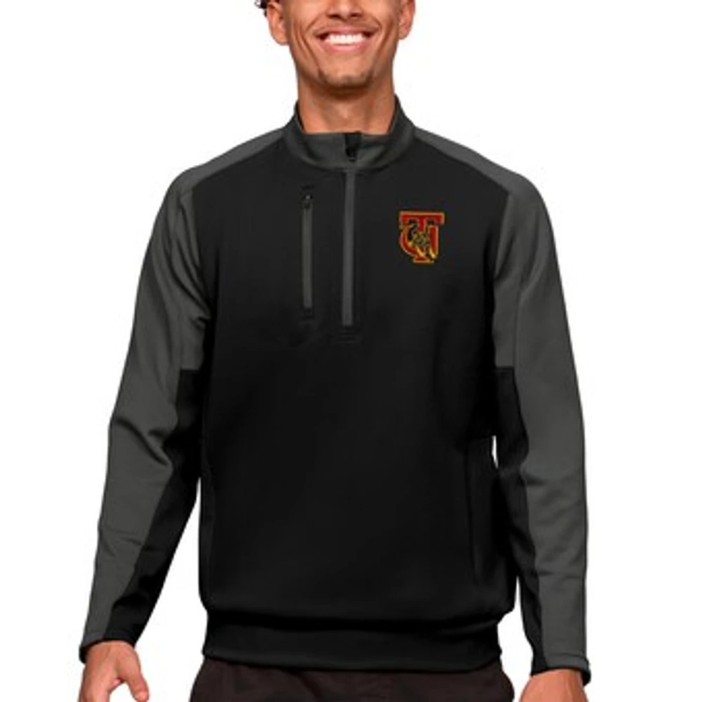 Men's Antigua Black/Charcoal Tuskegee Golden Tigers Team Quarter-Zip Pullover Top