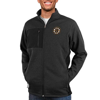 Men's Antigua Heather Boston Bruins Course Full-Zip Jacket