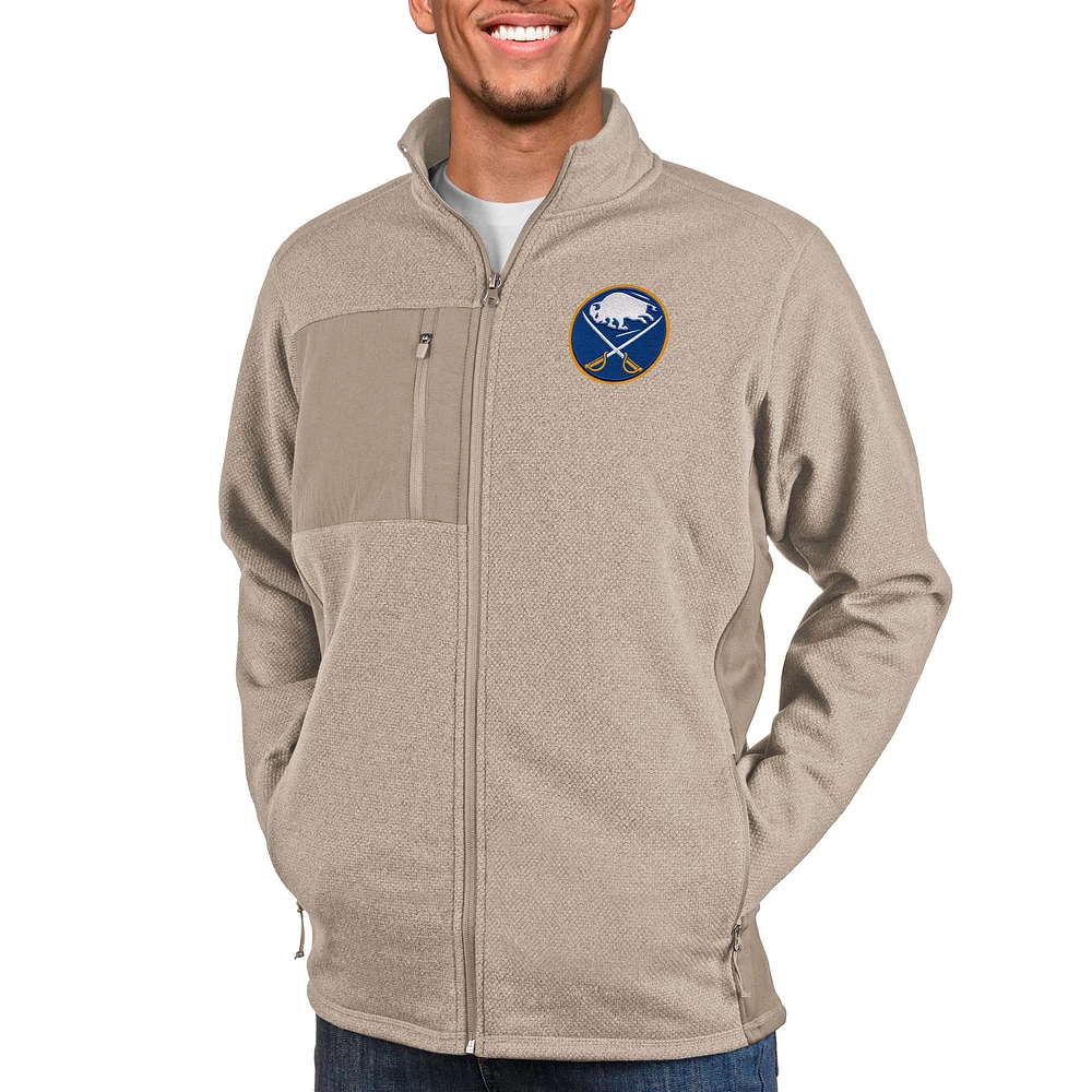 Men's Antigua Oatmeal Buffalo Sabres Course Full-Zip Jacket