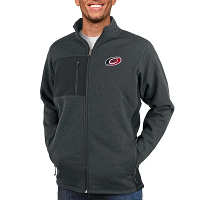 Men's Antigua Heather Charcoal Carolina Hurricanes Course Full-Zip Jacket