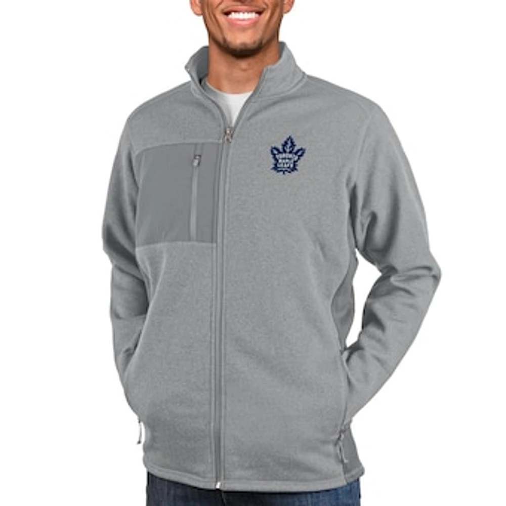 Men's Antigua Heather Gray Toronto Maple Leafs Course Full-Zip Jacket