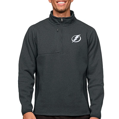 Men's Antigua Heather Charcoal Tampa Bay Lightning Course Quarter-Zip Pullover Top