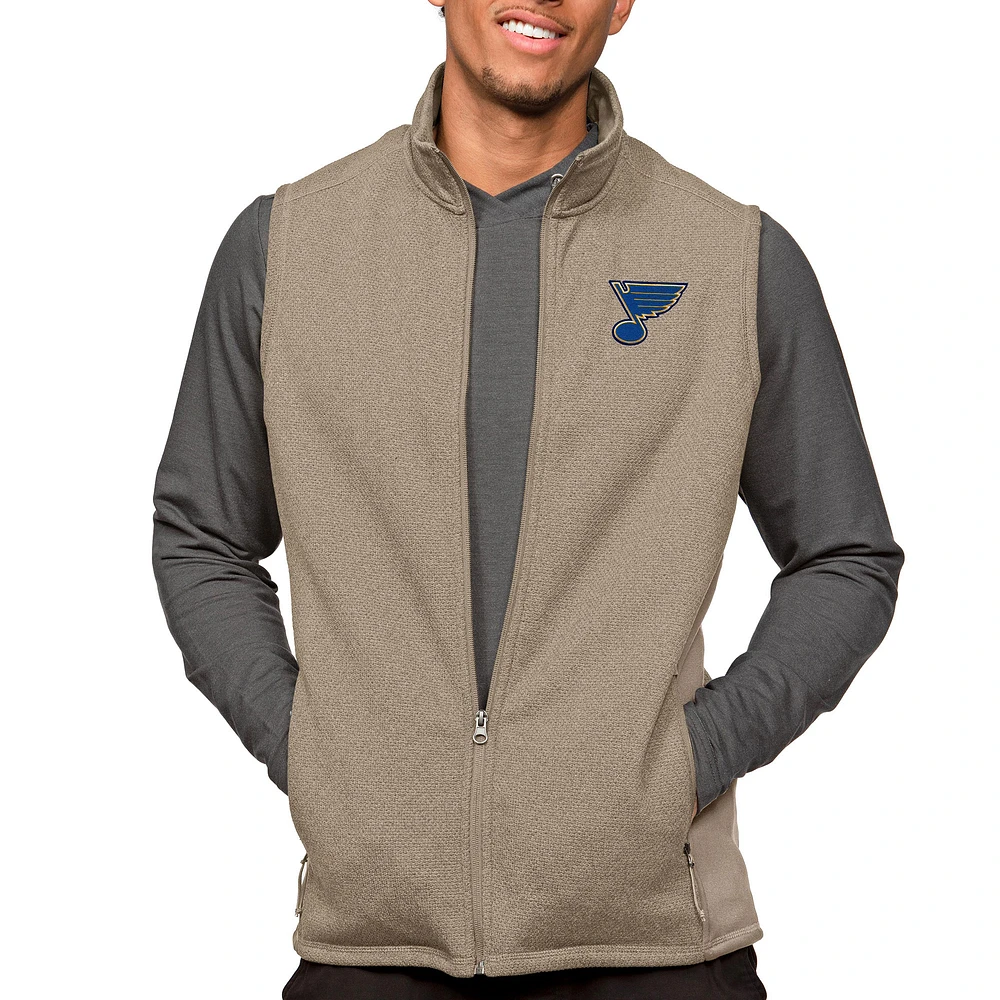 Men's Antigua Oatmeal St. Louis Blues Course Full-Zip Vest
