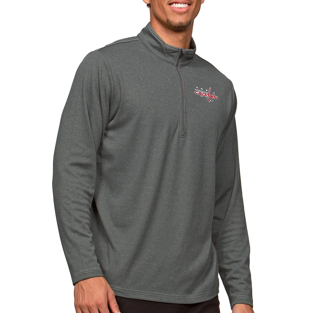 Men's Antigua Heather Charcoal Washington Capitals Epic Quarter-Zip Pullover Top