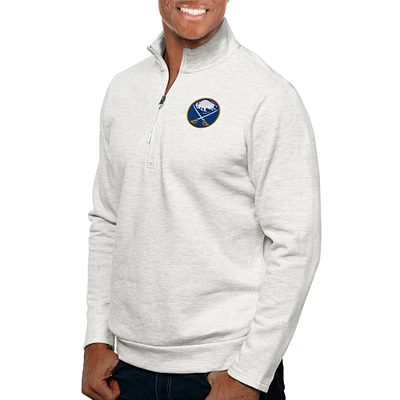 Men's Antigua Heather Gray Buffalo Sabres Gambit Quarter-Zip Pullover Top
