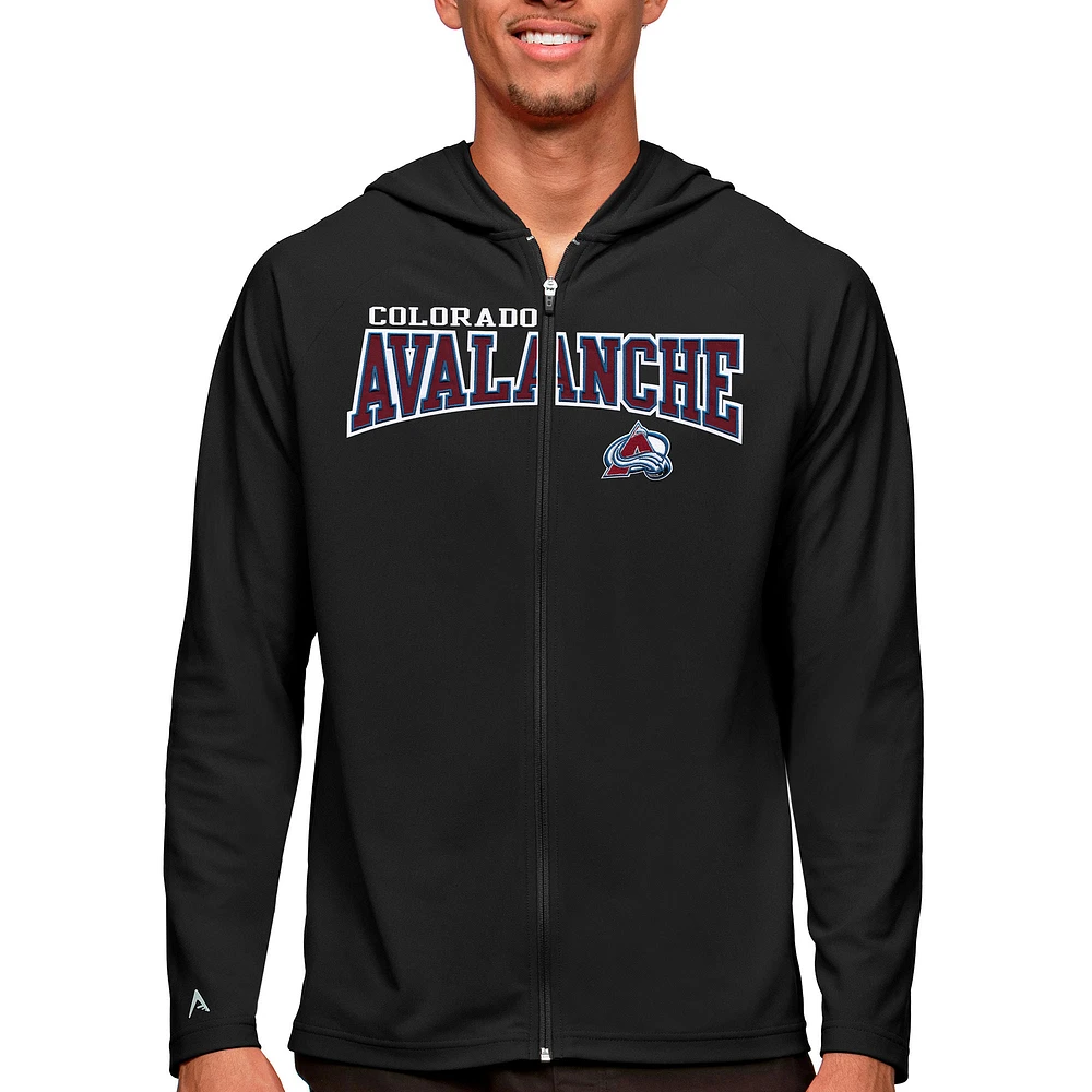 Men's Antigua Black Colorado Avalanche Legacy Full-Zip Hoodie