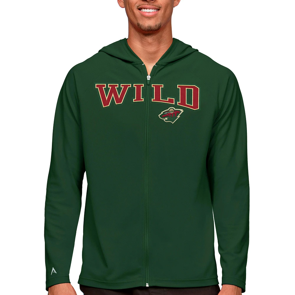 Men's Antigua Green Minnesota Wild Legacy Full-Zip Hoodie