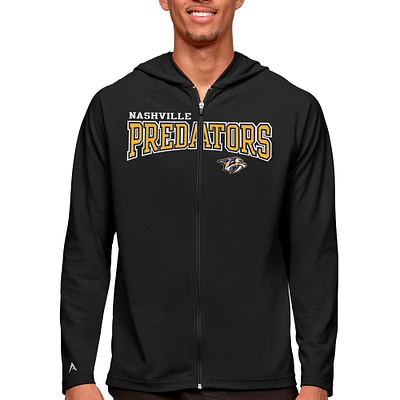 Men's Antigua Black Nashville Predators Legacy Full-Zip Hoodie