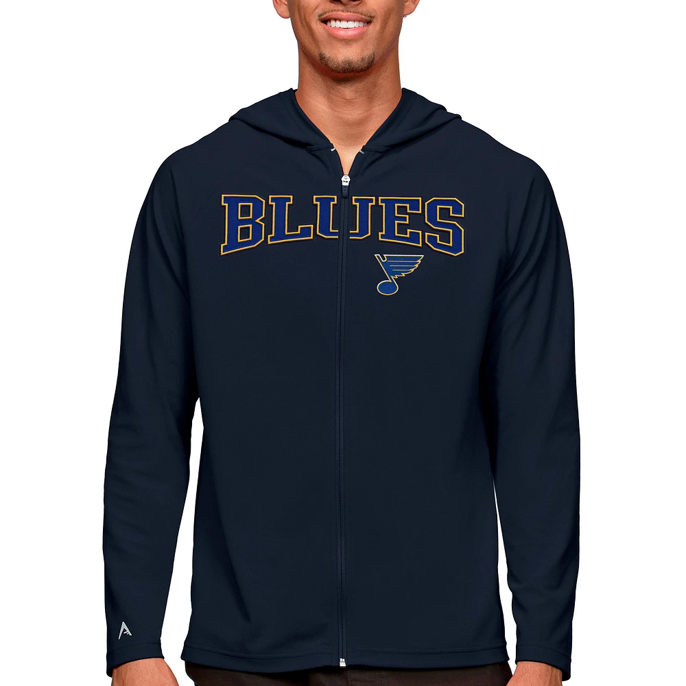 Men's Antigua Navy St. Louis Blues Legacy Full-Zip Hoodie