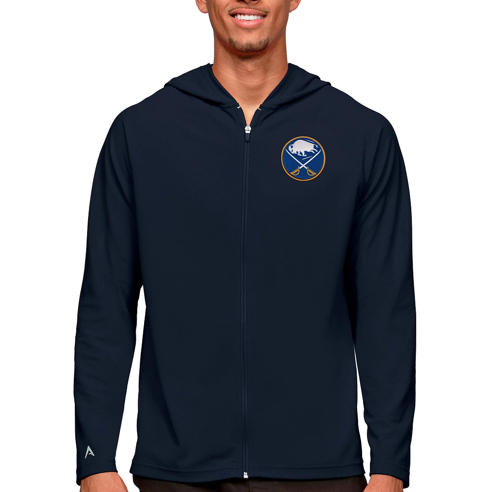 Men's Antigua Navy Buffalo Sabres Logo Legacy Full-Zip Hoodie