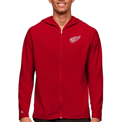 Men's Antigua Red Detroit Wings Logo Legacy Full-Zip Hoodie