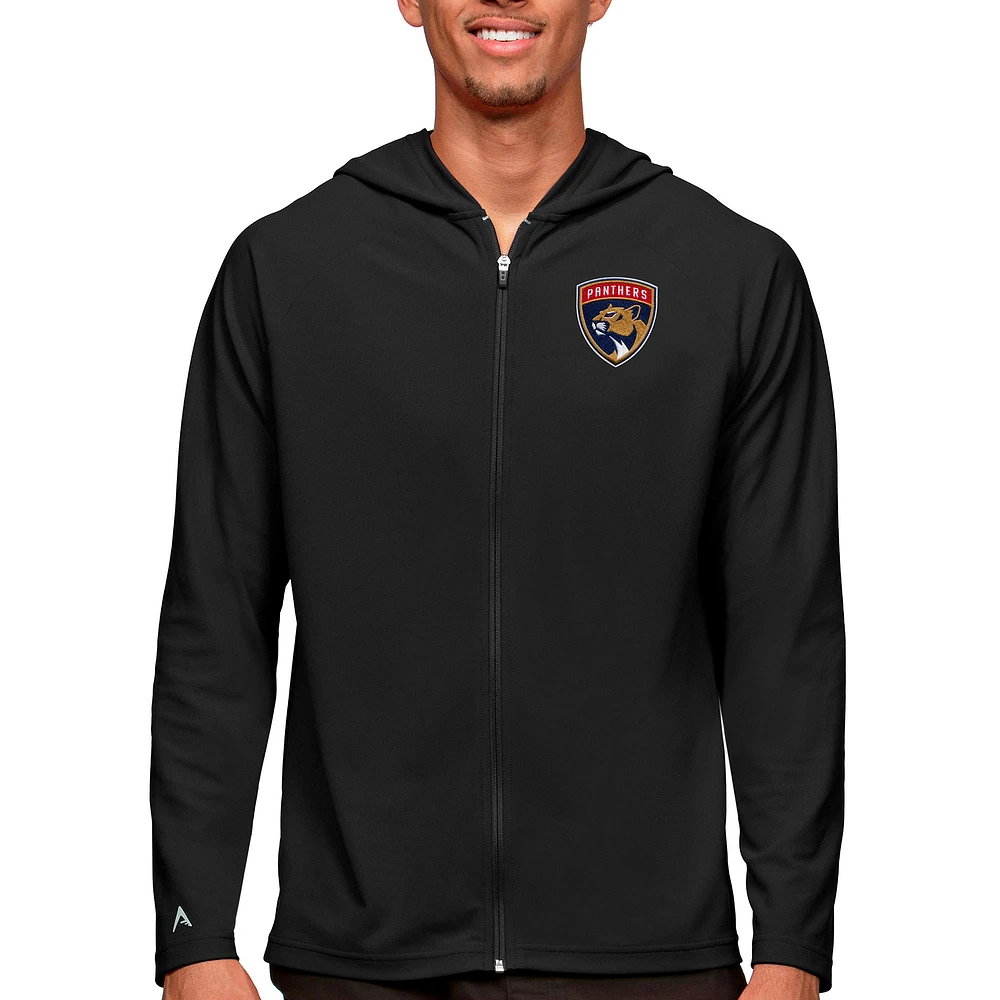Men's Antigua Black Florida Panthers Logo Legacy Full-Zip Hoodie