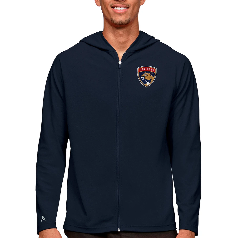 Men's Antigua Navy Florida Panthers Logo Legacy Full-Zip Hoodie