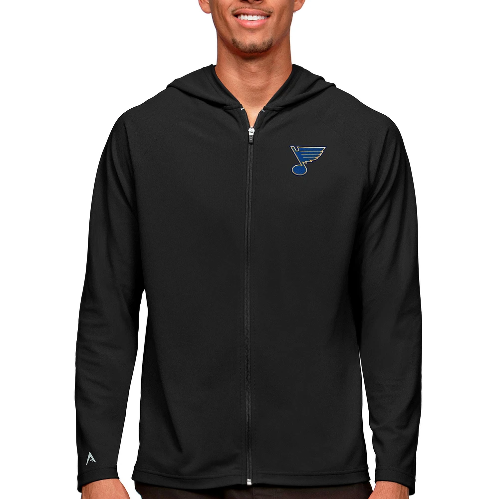Men's Antigua Black St. Louis Blues Logo Legacy Full-Zip Hoodie