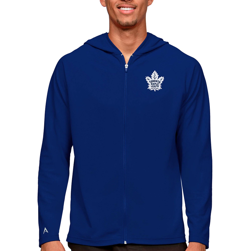 Men's Antigua Royal Toronto Maple Leafs Logo Legacy Full-Zip Hoodie