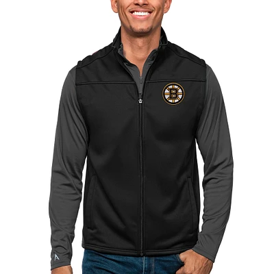 Men's Antigua Black Boston Bruins Links Full-Zip Golf Vest