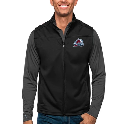 Men's Antigua Black Colorado Avalanche Links Full-Zip Golf Vest
