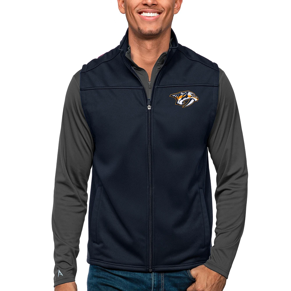 Men's Antigua Navy Nashville Predators Links Full-Zip Golf Vest