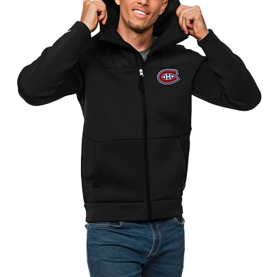 Men's Antigua Black Montreal Canadiens Protect Full-Zip Hoodie