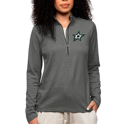 Women's Antigua Heather Charcoal Dallas Stars Primary Logo Epic Quarter-Zip Pullover Top