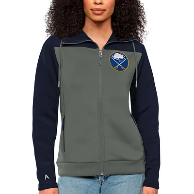 Women's Antigua Navy/Steel Buffalo Sabres Protect Full-Zip Hoodie
