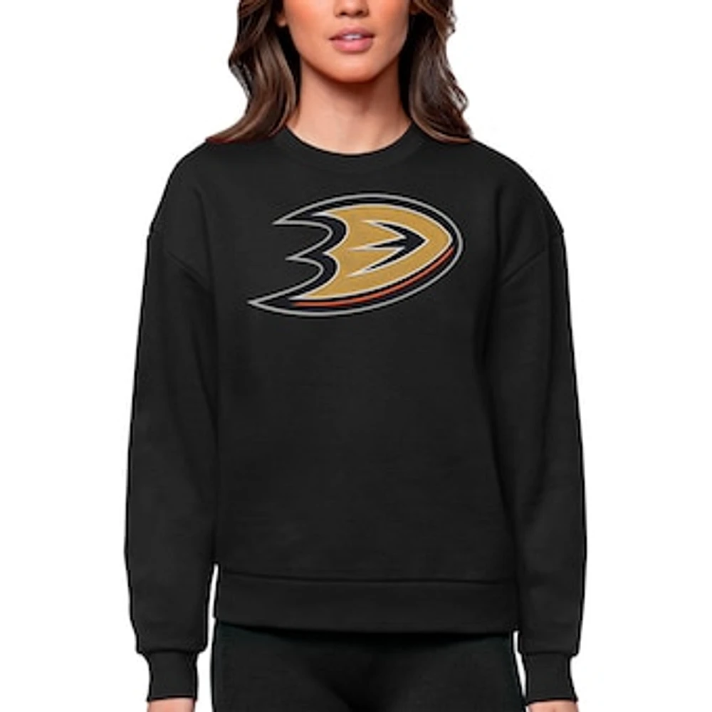 Women's Antigua Anaheim Ducks Primary Logo Team Logo Victory Crewneck Pullover Sweatshirt