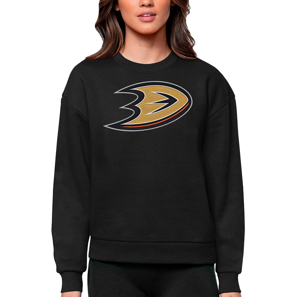 Women's Antigua Anaheim Ducks Primary Logo Team Logo Victory Crewneck Pullover Sweatshirt