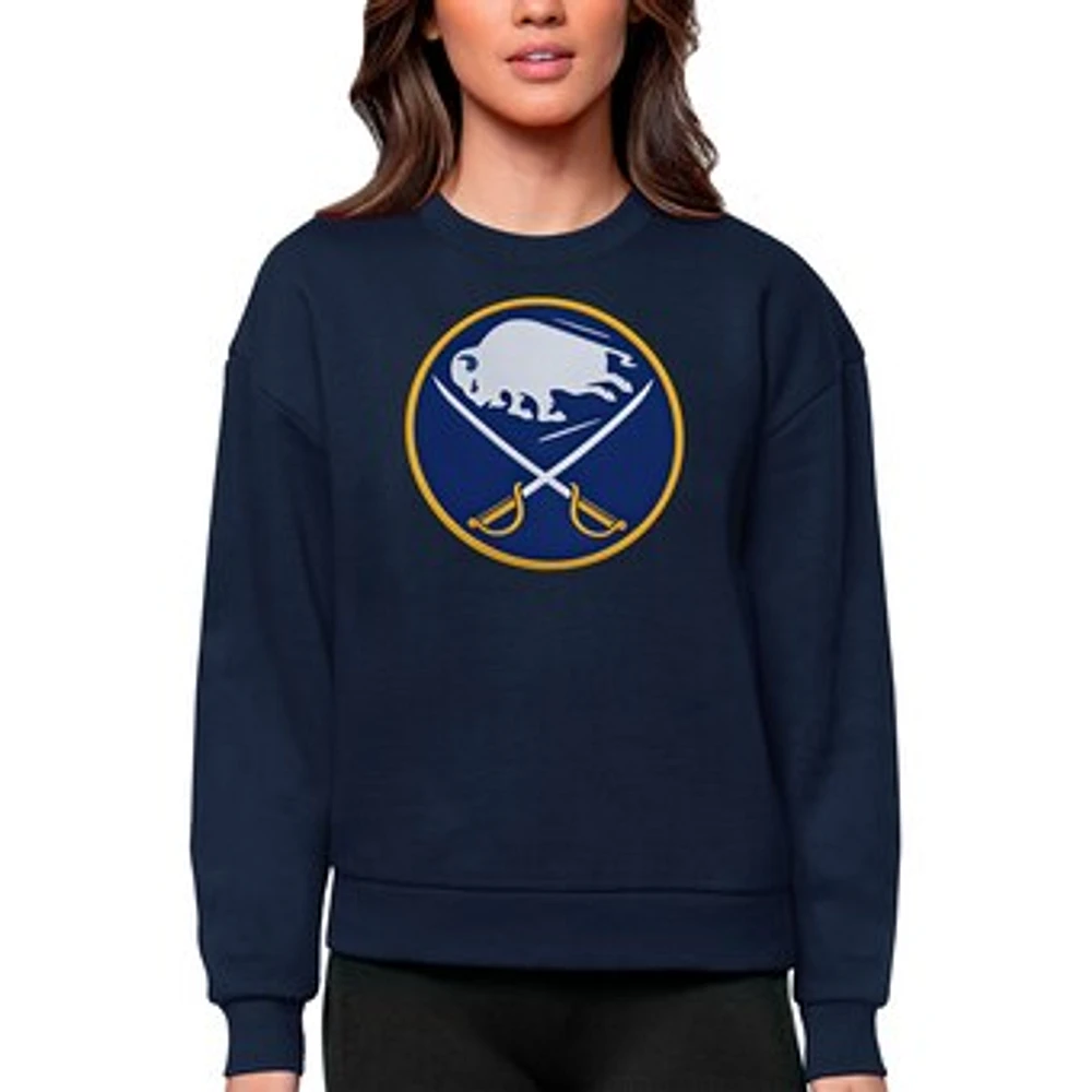 Women's Antigua Navy Buffalo Sabres Primary Logo Team Victory Crewneck Pullover Sweatshirt
