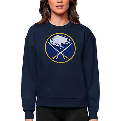 Women's Antigua Navy Buffalo Sabres Primary Logo Team Victory Crewneck Pullover Sweatshirt