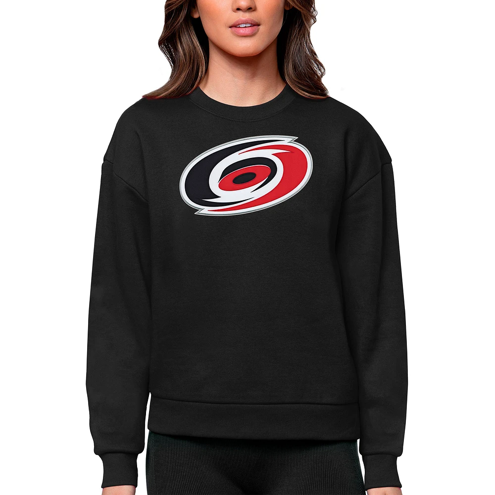 Women's Antigua Carolina Hurricanes Primary Logo Team Victory Crewneck Pullover Sweatshirt