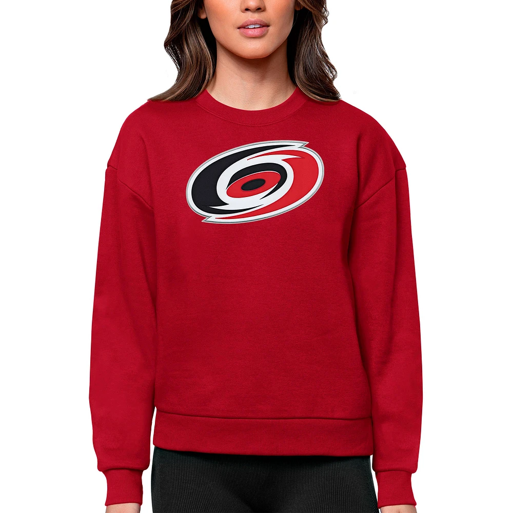 Women's Antigua Red Carolina Hurricanes Primary Logo Team Victory Crewneck Pullover Sweatshirt