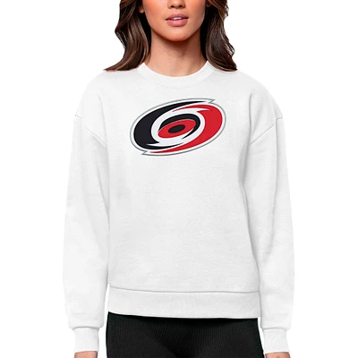 Women's Antigua White Carolina Hurricanes Primary Logo Team Victory Crewneck Pullover Sweatshirt
