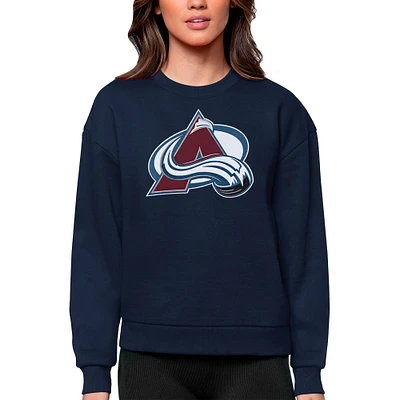 Women's Antigua Navy Colorado Avalanche Primary Logo Team Victory Crewneck Pullover Sweatshirt