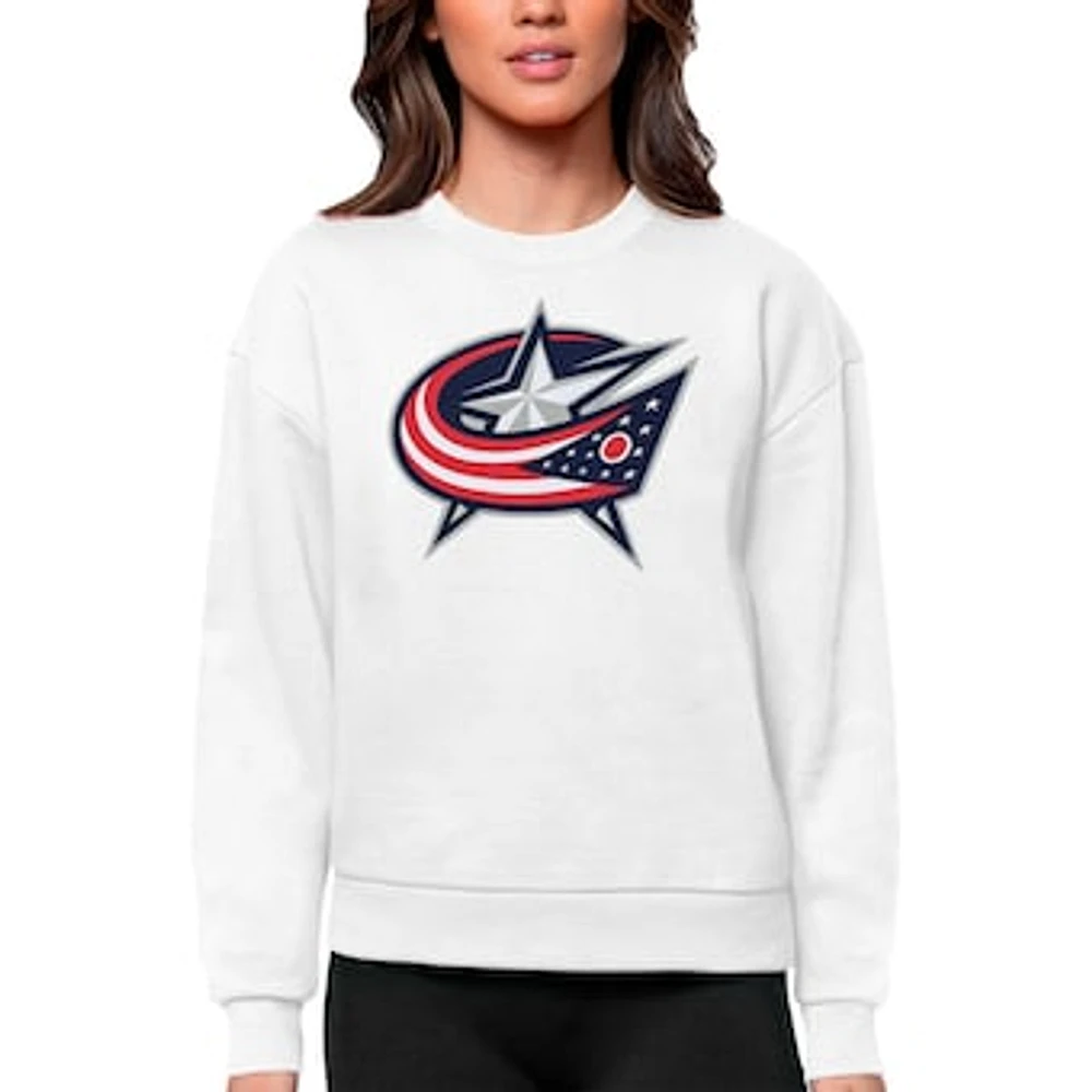 Women's Antigua Columbus Blue Jackets Primary Logo Team Victory Crewneck Pullover Sweatshirt