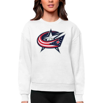 Women's Antigua Columbus Blue Jackets Primary Logo Team Victory Crewneck Pullover Sweatshirt