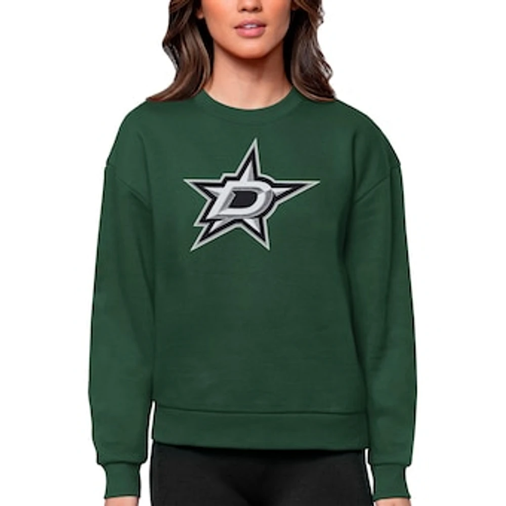 Women's Antigua Green Dallas Stars Primary Logo Team Victory Crewneck Pullover Sweatshirt