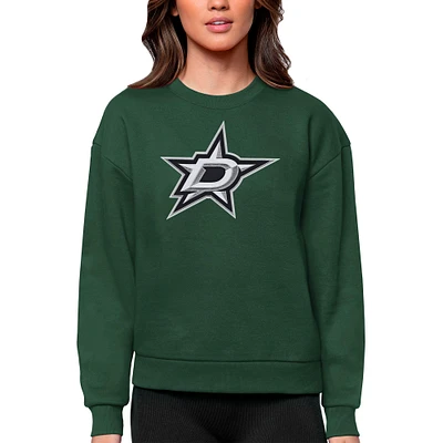 Women's Antigua Green Dallas Stars Primary Logo Team Victory Crewneck Pullover Sweatshirt