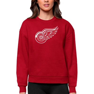 Women's Antigua Red Detroit Wings Primary Logo Team Victory Crewneck Pullover Sweatshirt