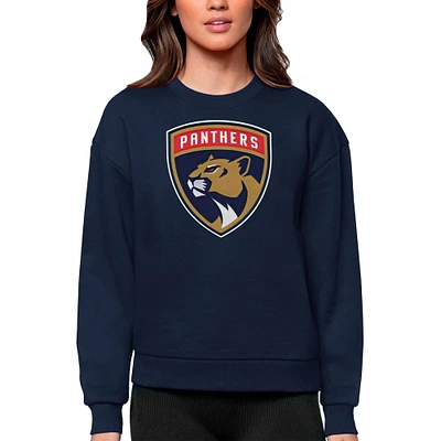 Women's Antigua Navy Florida Panthers Primary Logo Team Victory Crewneck Pullover Sweatshirt