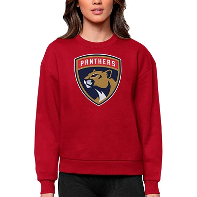 Women's Antigua Red Florida Panthers Primary Logo Team Victory Crewneck Pullover Sweatshirt