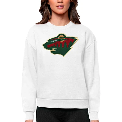 Women's Antigua Minnesota Wild Primary Logo Team Victory Crewneck Pullover Sweatshirt