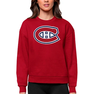Women's Antigua Red Montreal Canadiens Primary Logo Team Victory Crewneck Pullover Sweatshirt