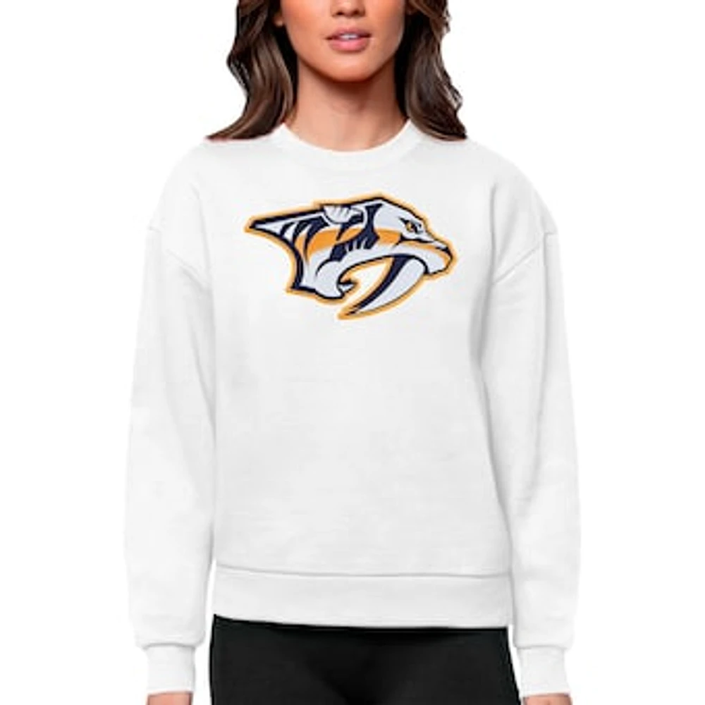 Women's Antigua Nashville Predators Primary Logo Team Victory Crewneck Pullover Sweatshirt